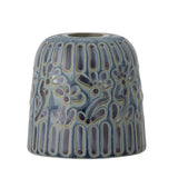Bloomingville Samsin Kerzenhalter Blau Steingut Relief 7,5x7,5cm