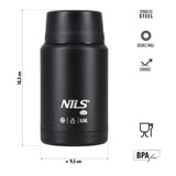 NILS CAMP Speisethermos 550 ml Schwarz Edelstahl Thermobehälter auslaufsicher