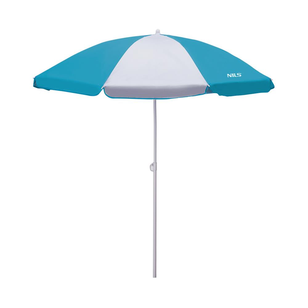 NILS CAMP Strandschirm türkis-weiß UV Schutz SPF40 für Strand Camping Garten