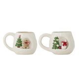 Bloomingville Ryne Tasse Weiß Steingut 2er Set Weihnachtstassen 440 ml