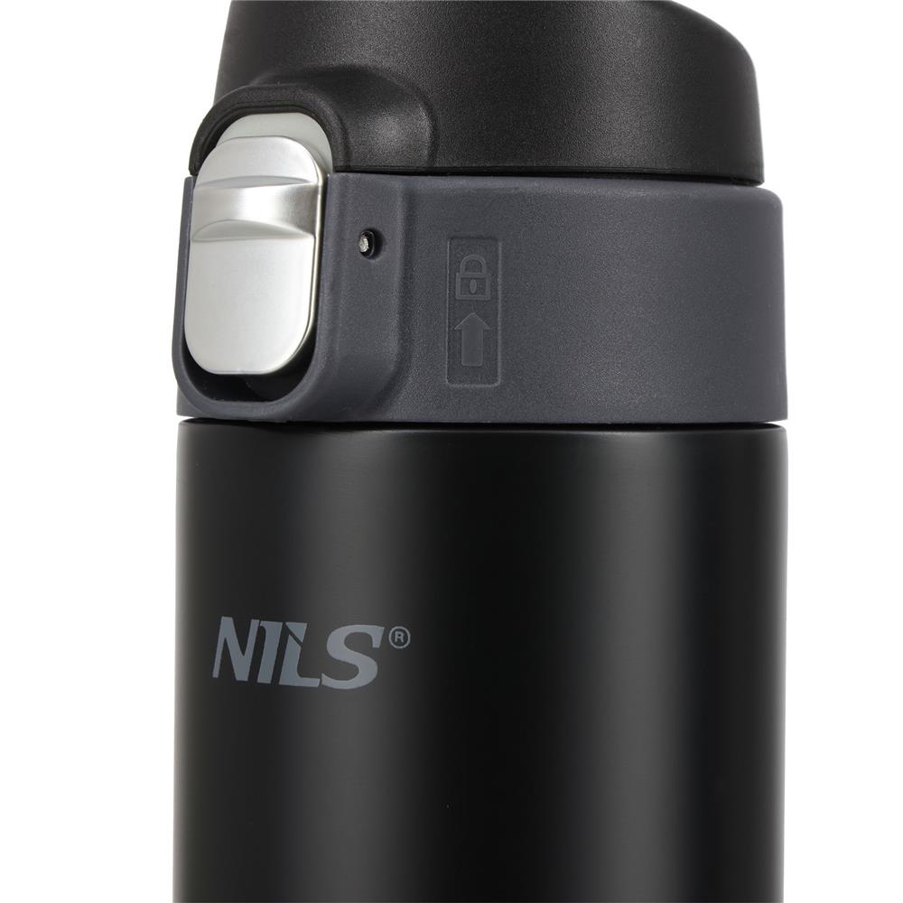 NILS Thermobecher 500 ml Edelstahl schwarz auslaufsicher für Camping Reisen Alltag