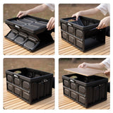 NILS CAMP faltbare Campingbox mit Tischfunktion 20L in Schwarz - kompakte Reisebox
