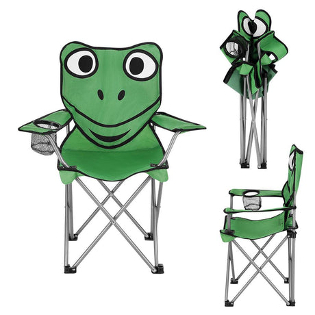 NILS CAMP Kinder Campingstuhl Frosch Design - faltbarer Outdoorstuhl für Garten, Camping & Strand