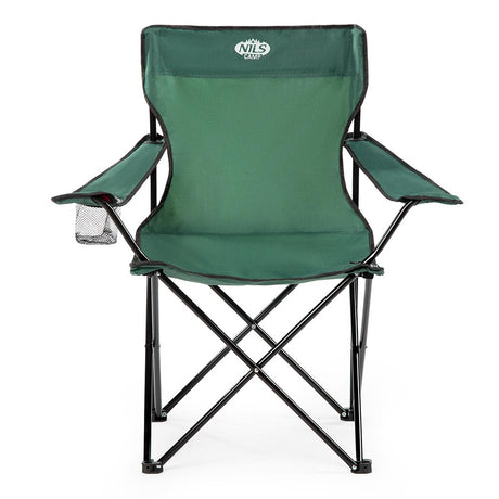 NILS CAMP Campingstuhl Grün - klappbarer Klappstuhl mit Becherhalter für Camping & Garten