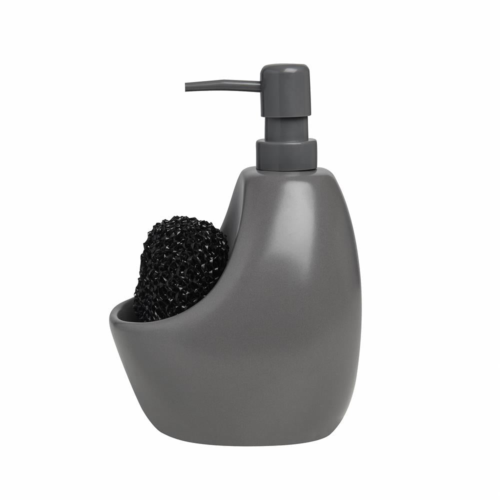 Umbra Joey Seifenspender 590 ml mit Schwammhalter aus Keramik Anthrazit
