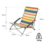 NILS Strandstuhl Blau-Gelb gestreift- Klappstuhl Sonnenstuhl Campingstuhl für Garten, Strand & Outdoor