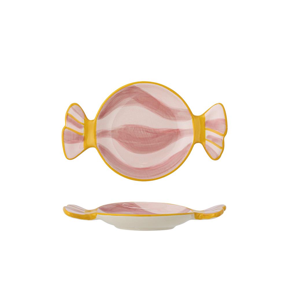 Bloomingville Caramella Servierplatte Bonbon, Rosa, Steingut, Weihnachtsteller