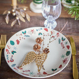Bloomingville Yule Weihnachtsteller, Natur, Steingut 28 cm Servierplatte
