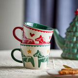 Bloomingville Siffer Tasse Bunt Steingut 2er Set Weihnachtstassen 300 ml