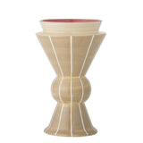 Bloomingville Trilla Vase natur - handbemalte Keramikvase mit Sanduhrform für Wohnzimmer & Dekoration