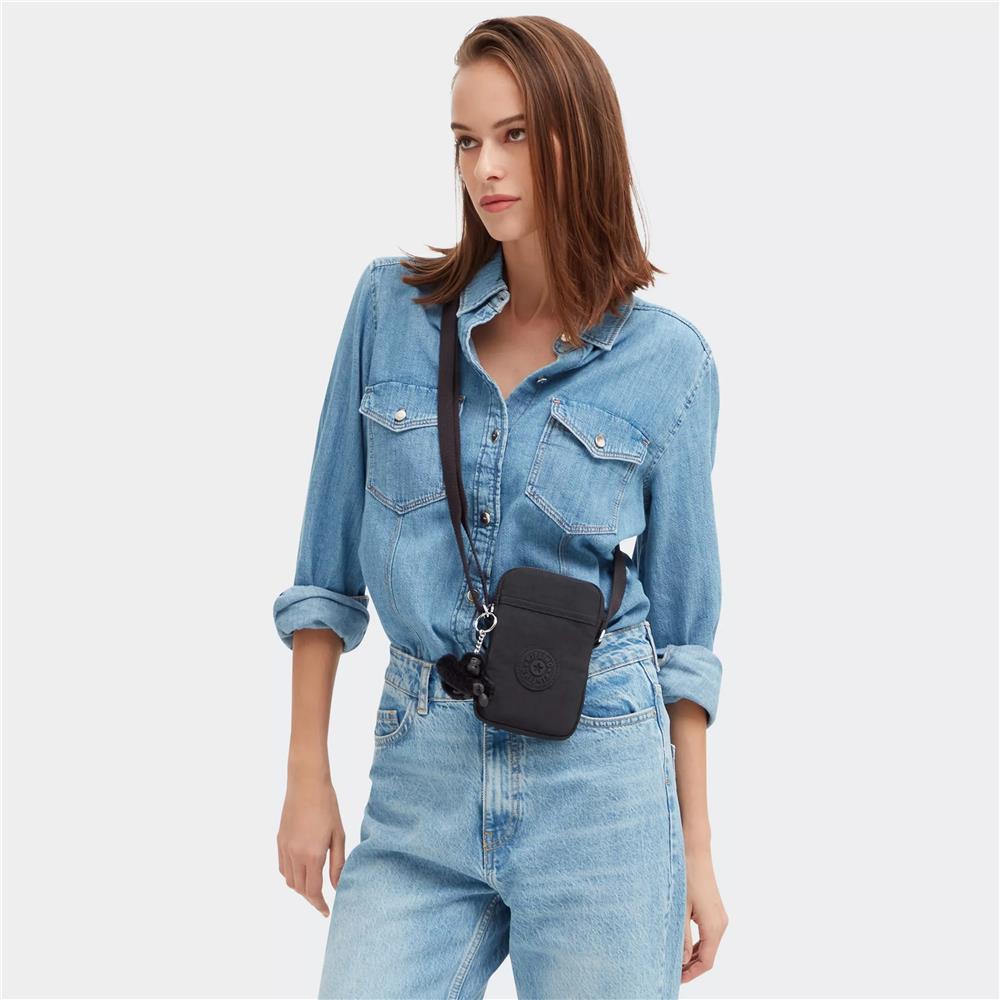 Kipling TALLY, Handytasche, Black Noir (schwarz), Crossbody Tasche für Smartphone mit Fächern