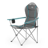 NILS CAMP Campingstuhl Hellgrau-Blau - großer gepolsterter Klappstuhl mit Armlehnen für Camping & Garten
