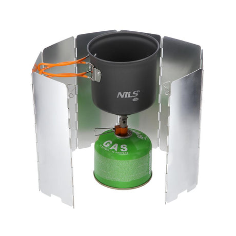 NILS CAMP Windschutz für Gaskocher faltbar - Camping Windschutz aus Aluminium für Outdoor Küche
