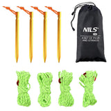 NILS CAMP Abspannset mit 10 Zeltheringen und 4 Spannschnüren für Camping Zelt Outdoor