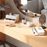 Umbra Glam Kosmetik Organizer in Weiß/Grau, Modulare Aufbewahrungsbox mit 3 Schubladen