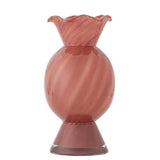 Bloomingville Rajan Vase Rosa Glas Dekovase mit gewelltem Rand 29 cm