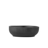Bloomingville Neri Schale Schwarz – Steingut, 625 ml, skandinavisches Design mit Rillenstruktur