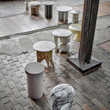 Bloomingville Timi Beistelltisch grau - Hochglanz Tisch geriffelt modern Wohnzimmer