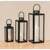 BOLTZE Laterne Arana 3er Set Schwarz Metall Windlicht Kerzenhalter Skandinavisches Design