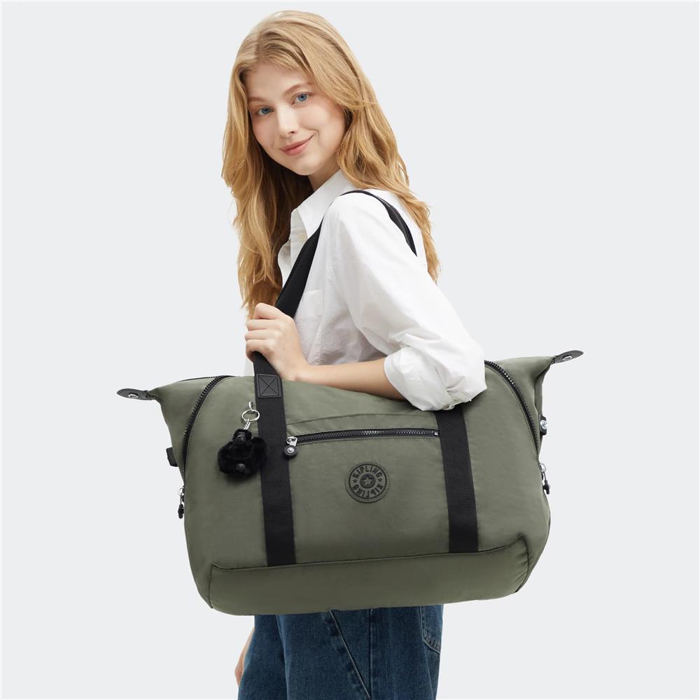 Kipling ART M, multifunktionale Tragetasche, Green Moss (grün), Reisetasche mit Trolleyhalterung