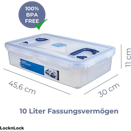 LocknLock PP Classic Aufbewahrungsbox 10 L mit Griffen, stapelbar
