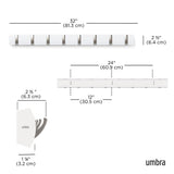 Umbra Flip Wandgarderobe, Garderobenleiste in Weiß, mit 8 beweglichen Haken in Silber