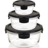 LocknLock Glas Frischhaltedosen 3er Set 130 ml, 650 ml, 950 ml - Ofenform mit Deckel, mikrowellengeeignet, auslaufsicher
