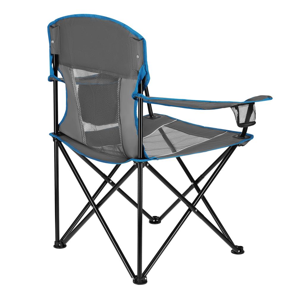 NILS CAMP Campingstuhl klappbar Grau - Klappstuhl mit Taschen & Becherhalter für Camping