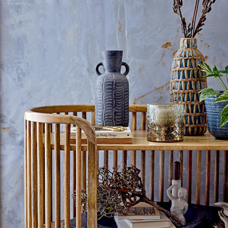 Bloomingville Rane Vase grau D12 cm aus Keramik – dekorative Vase mit Griffen für Wohnzimmer