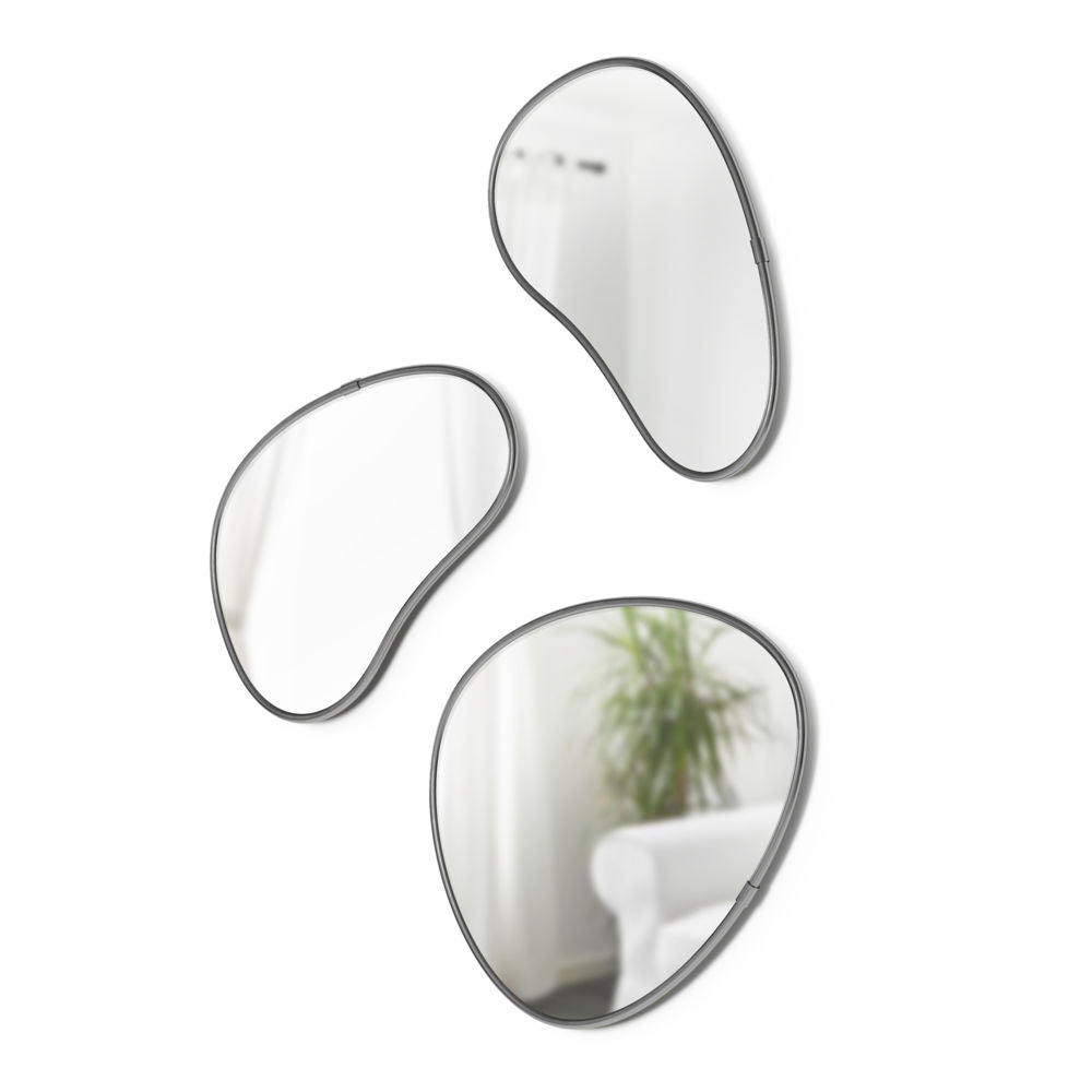 Umbra Hubba Pebble Wandspiegel Set, 3-teilig, mit organischer Form
