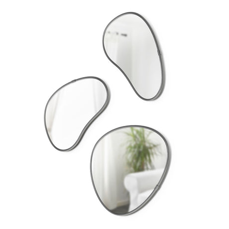 Umbra Hubba Pebble Wandspiegel Set, 3-teilig, mit organischer Form