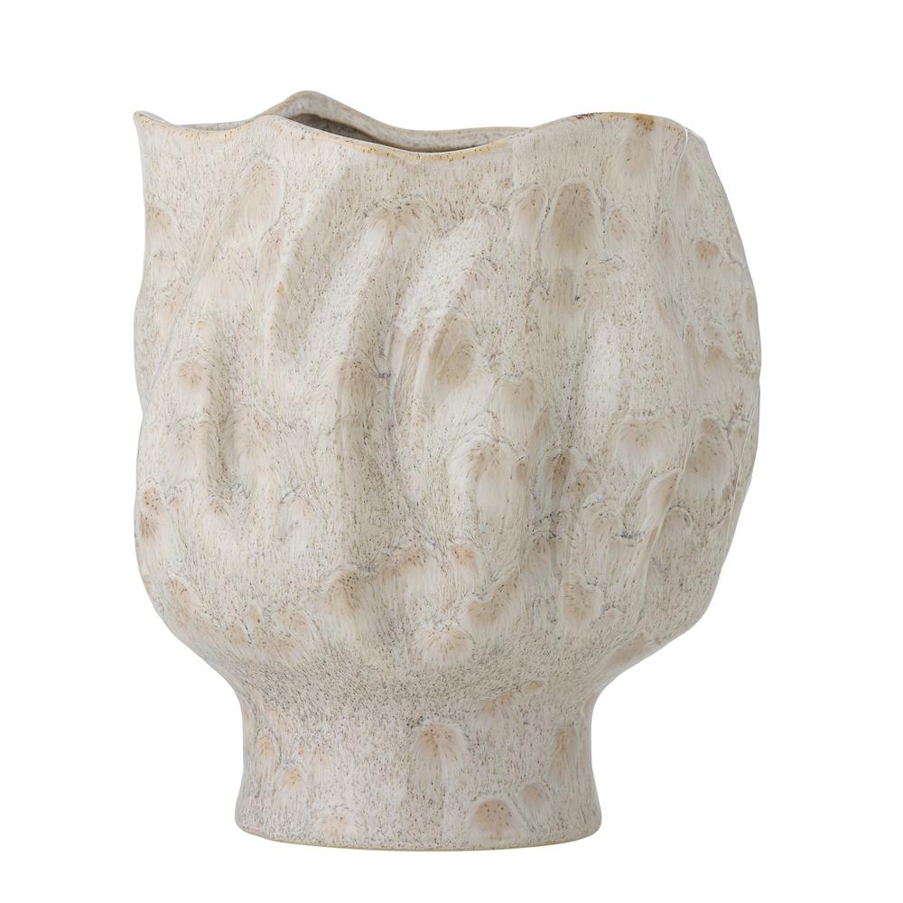 Bloomingville Adair Vase Weiß Steingut Durchmesser 21cm Höhe 24cm