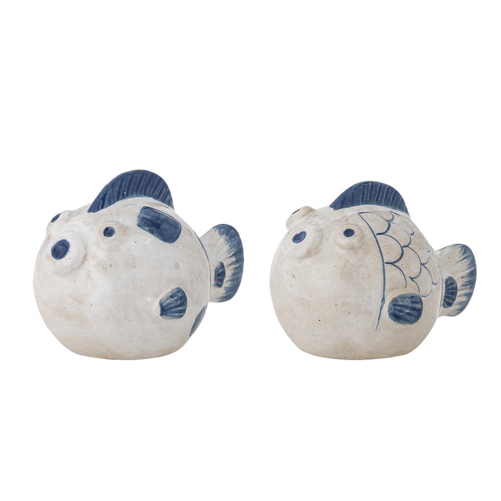 Bloomingville Fugu Salz Pfeffer Set Blau Steingut Fisch-Design