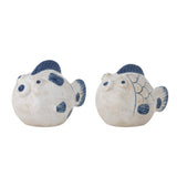 Bloomingville Fugu Salz Pfeffer Set Blau Steingut Fisch-Design