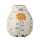 Bloomingville Taza Vase in Naturfarben aus Steingut mit Blumenmotiv