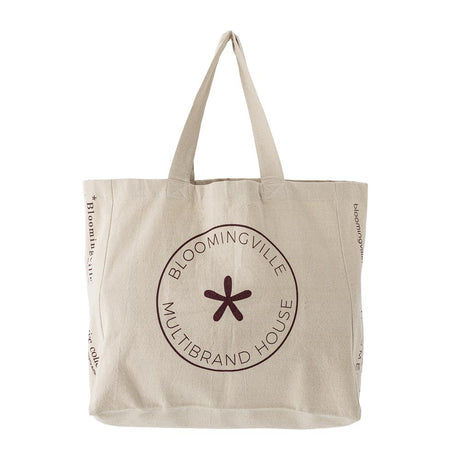 Bloomingville Check Einkaufstasche rot - Baumwolltasche kariert Shopper für Alltag & Einkauf
