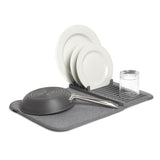 Umbra Udry Mini Geschirr Abtropfgestell und Mikrofaser Abtropfmatte Faltbar Platzsparend und Leicht Verstaubar 50 x 33 cm