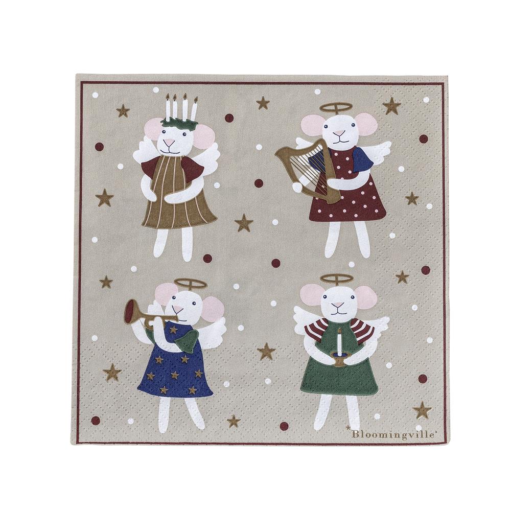 Bloomingville Peo Servietten Bunt 20 Stück Weihnachtsservietten 33x33 cm