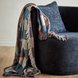 Bloomingville True Decke 160x130 cm bunt - Plaid aus recycelter Baumwolle mit Karomuster für Sofa