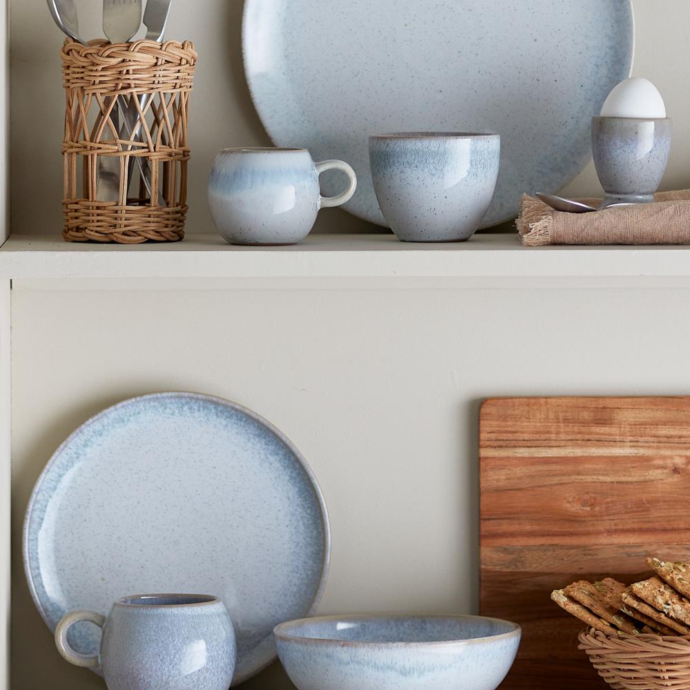 Bloomingville Paula Eierbecher aus Steingut in Blau D5 x H6,5 cm – Eierbecher für Frühstückstisch