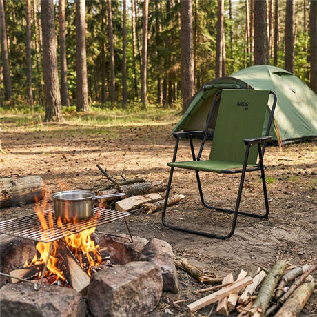 NILS CAMP klappbarer Campingstuhl in Grün - stabiler Outdoor Stuhl für Camping, Garten & Angeln