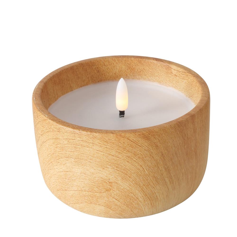 BOLTZE LED Kerze Yuna Beton Wachs natur weiß rund Timer warm