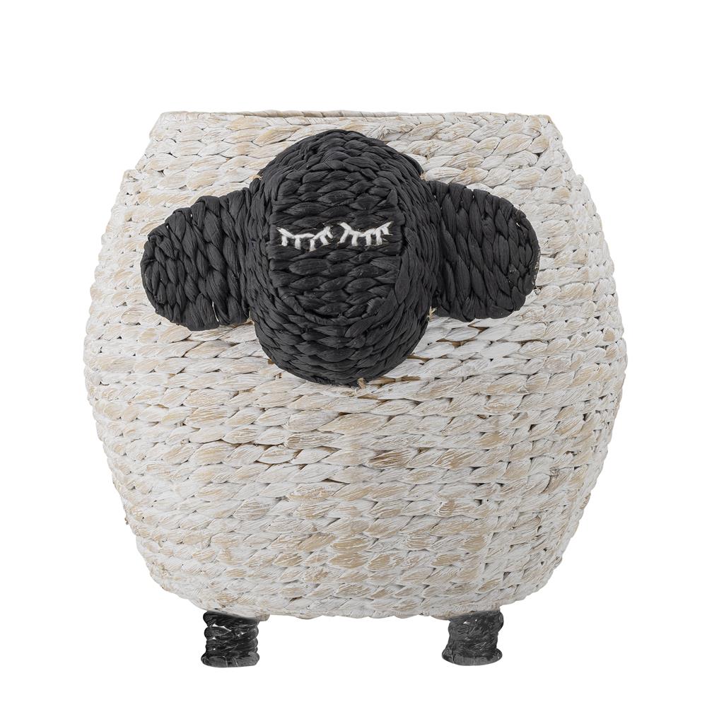 Bloomingville MINI Dolly Korb weiß - Aufbewahrungskorb Schaf aus Wasserhyazinthe für Kinderzimmer & Spielzeug