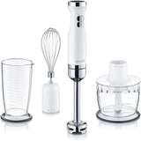 GRAEF Stabmixer HB 501 und 3-teiliges Zubehör-Set Mixstab Pürierstab Zerkleinerer Weiß/Edelstahl | B-Ware