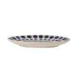 Bloomingville Shama Teller, Blau/Braun, Steingut, 20,5 cm, mit handbemaltem Muster
