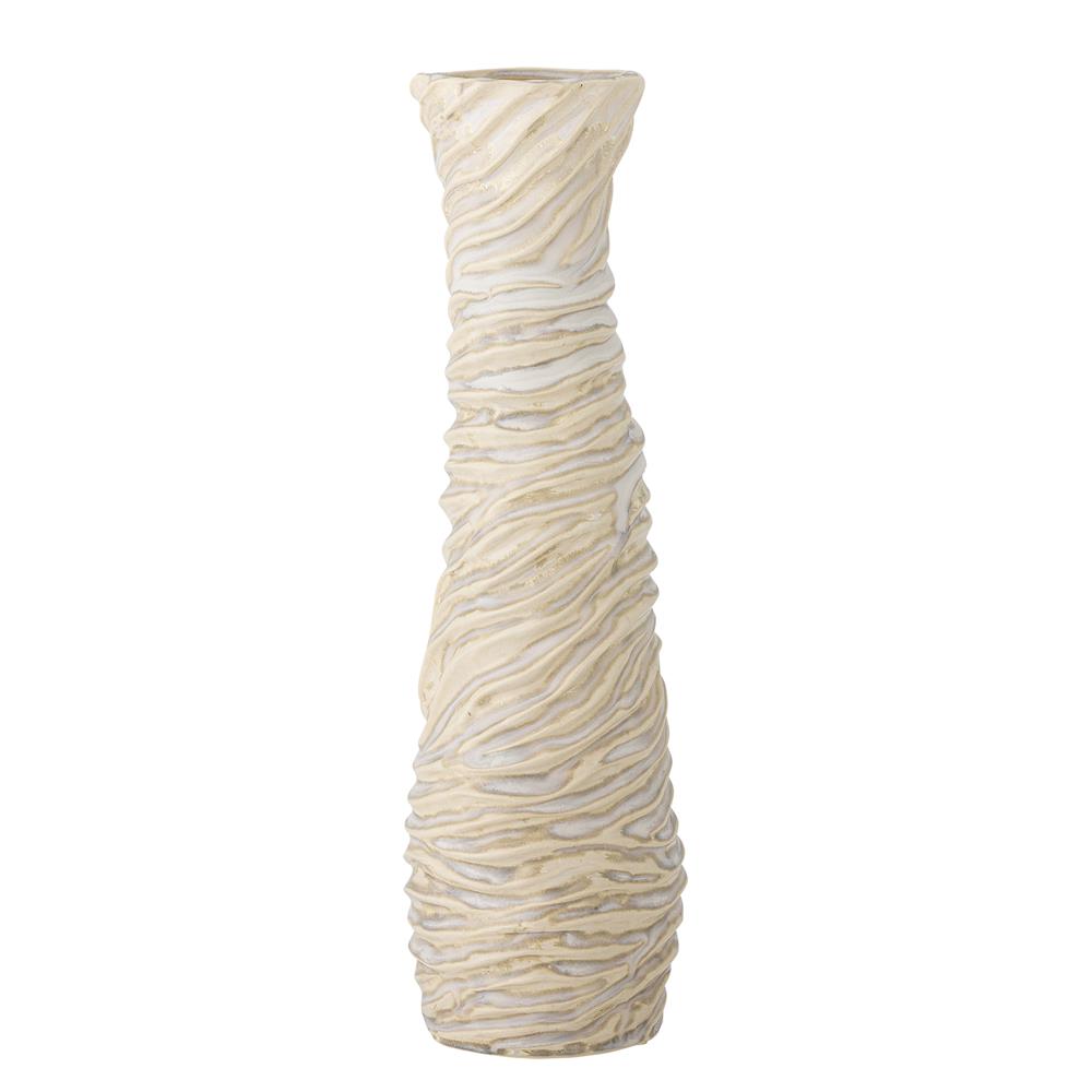 Bloomingville Damien Vase aus Steingut in Weiß – elegante Deko Vase für Wohnzimmer und Flur