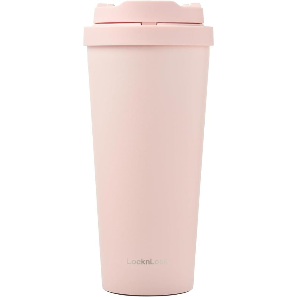LocknLock Edelstahl-Thermobecher 550 ml mit One-Touch-Deckel, Pink