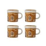 Bloomingville Gina Tasse Braun Steingut 4er Set 250 ml weihnachtliche Kaffeebecher