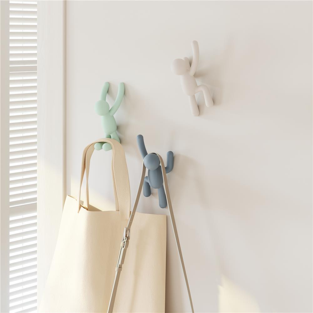 Umbra Buddy Haken 3er Set, Dekorative Wandhaken, Garderobenhaken in Pastell