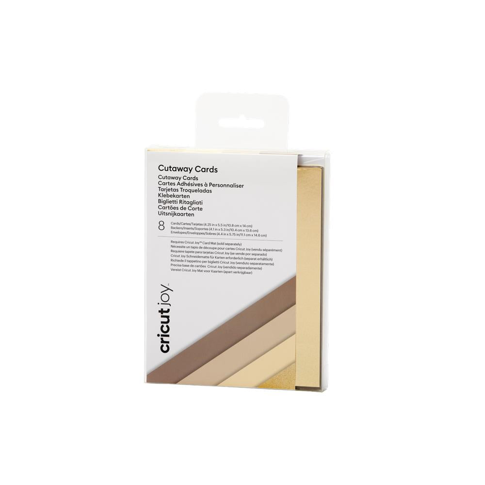 Cricut Joy Cutaway Cards Neutrals R20 Klebekarten mit Träger in Gold Holografisch 8 Stück